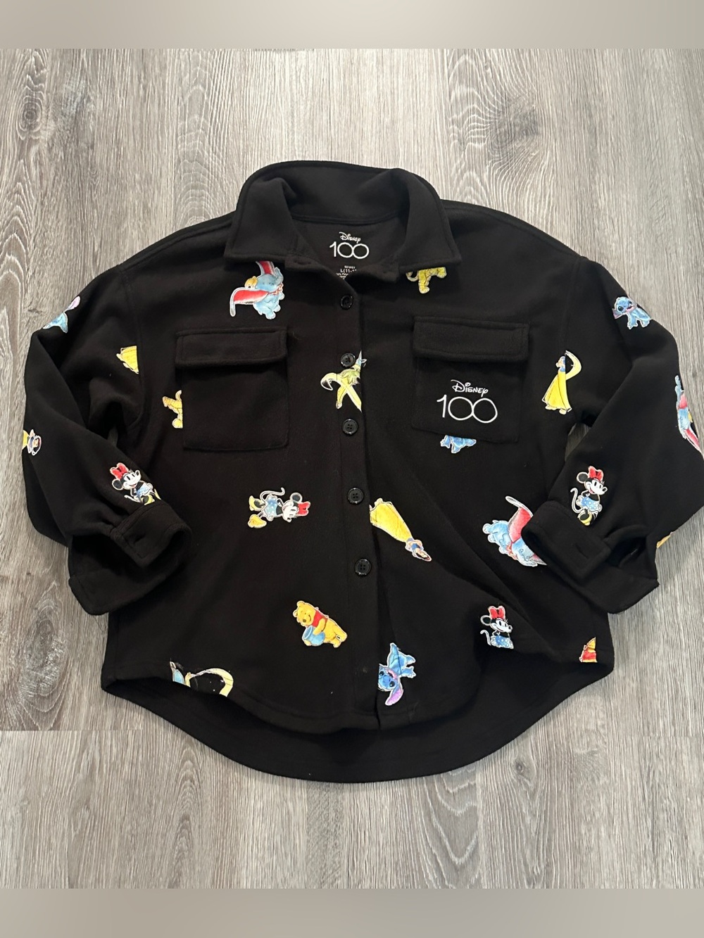 Black Disney 100 Years Celebration Print Shacket size L (11-13)